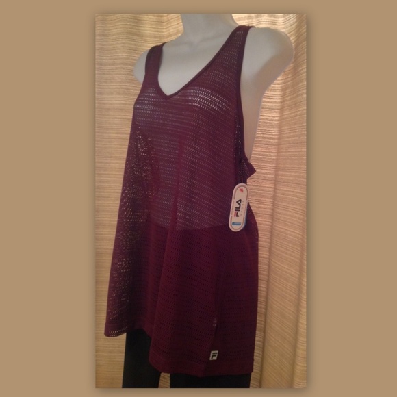 FILA SPORT Size Large Purple Sheer Mesh Breathable Sleeveless Workout Top NWT - Picture 2 of 4